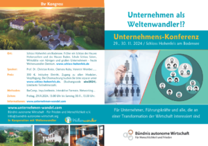 Read more about the article Einladung zum live-Kongress „Unternehmen als Weltenwandler“ am 29./30.11.2024 auf Schloss Hohenfels